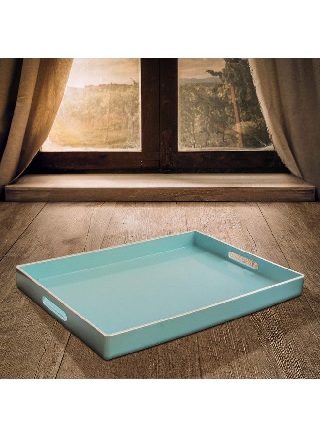American Atelier American Atelier Carry 14 x 19 inches Rectangular Tray with Handle, 14 x 19 inch, Teal, (1270065) - Image 2