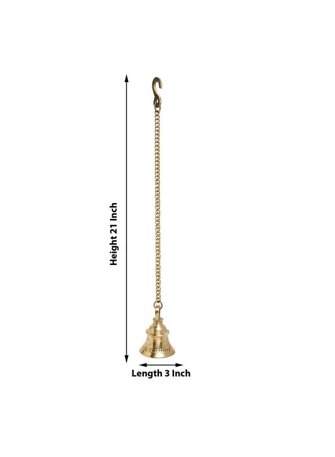 CRAFTHUT Beautiful Brass Hanging Bell with Chain for Temple, Door, Hallway, Porch Or Balcony H - 10 Cm - Image 4