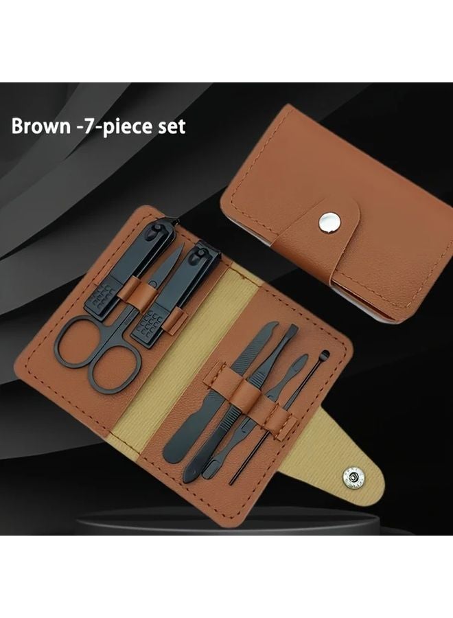 مجموعة العناية بالأظافر البنفسجي شفرات فولاذ عالي الكربون مجموعة العناية باليدين والقدمين مناسبة للسفر - Image 2