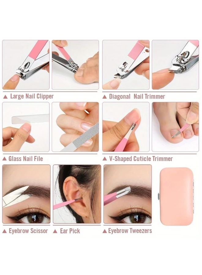 مجموعة العناية بالأظافر البنفسجي شفرات فولاذ عالي الكربون مجموعة العناية باليدين والقدمين مناسبة للسفر - Image 3