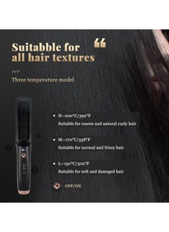 General Porta Cordless Hair Straightener Brush, 2-in-1 Hair Straightener & Curling Iron with 3 Temperature Settings - Portable and lightweight design for travel  - Image 3