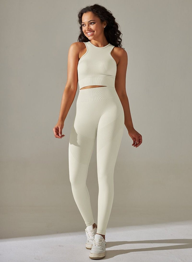 Loquat Yoga Tight Fitting Stretch Soft Sets White - Image 1