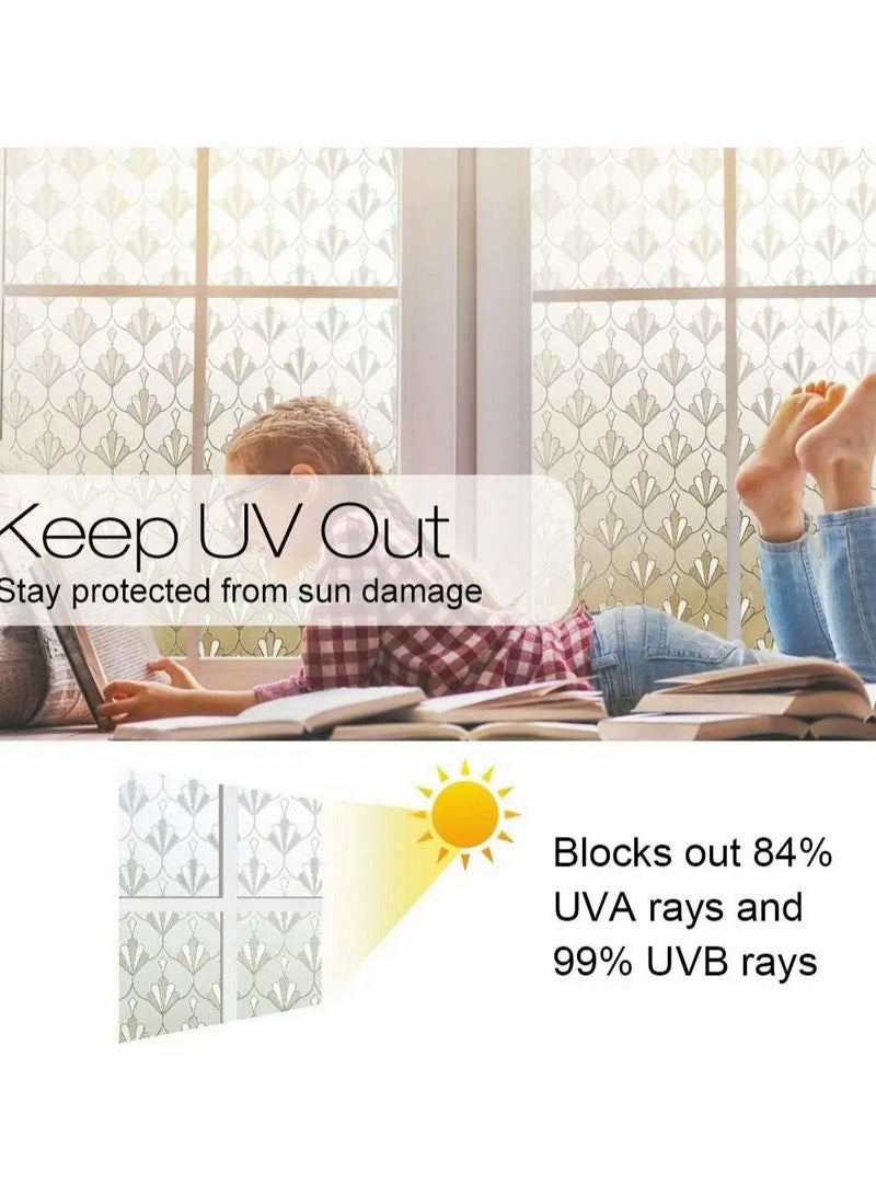 Captaintech Privacy Window Film, Non Adhesive Frosted Glass Film Sun Blocking Window Sticker Self Static Cling Decorative Glass Film for Home Kitchen Living Room, Removable, Reusable, Anti UV (15.7 x 78.7 Inch) - Image 2