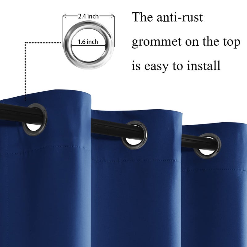 JIUZHEN Blackout Curtains with Tiebacks-Thermal Insulated  Light Blocking and Noise Reducing Grommet Curtain Drapes for Bedroom/Living Room  Set of 2 Curtain Panels  42x54 Inch Length  Classic Blue - Image 2