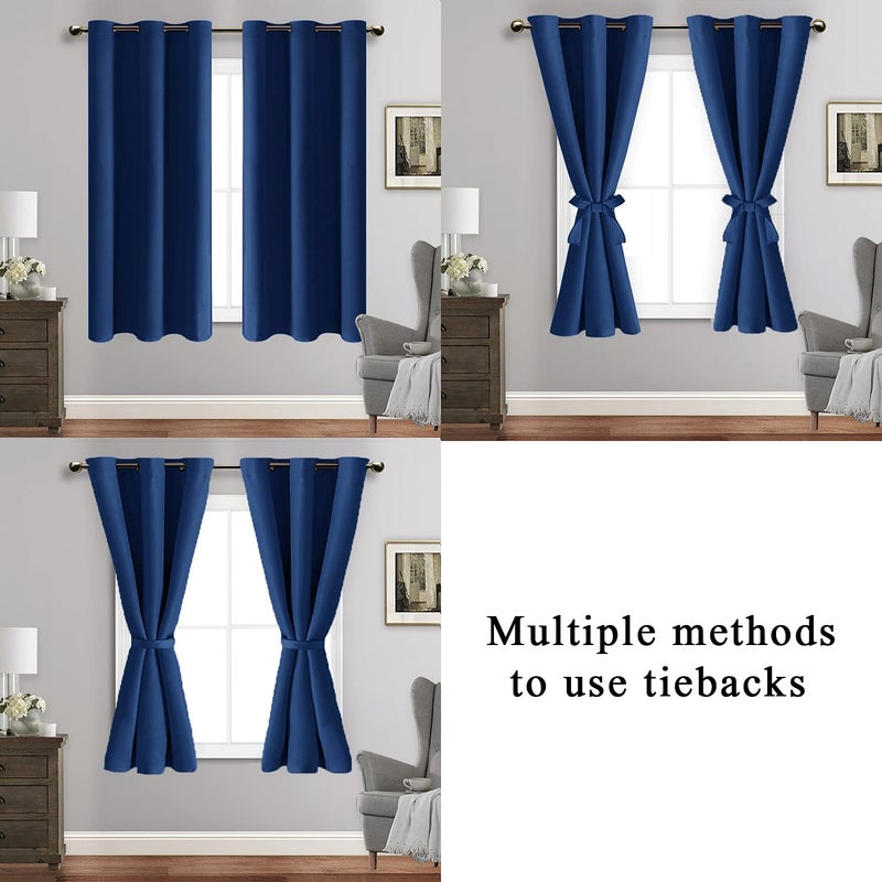 JIUZHEN Blackout Curtains with Tiebacks-Thermal Insulated  Light Blocking and Noise Reducing Grommet Curtain Drapes for Bedroom/Living Room  Set of 2 Curtain Panels  42x54 Inch Length  Classic Blue - Image 5