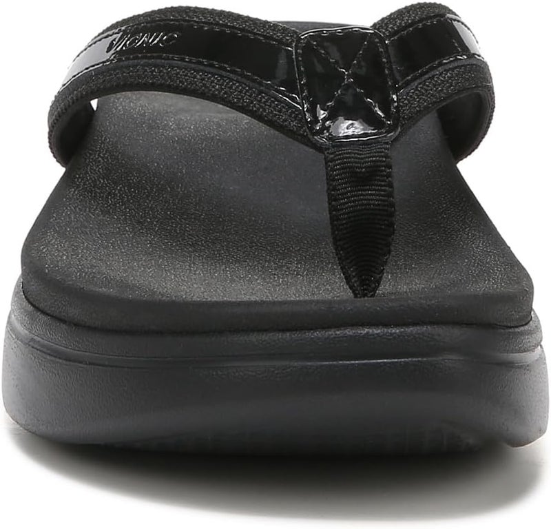 Vionic High Tide II Women's Platform Orthotic Sandal - Black Patent, Size 9 Wide - Image 4