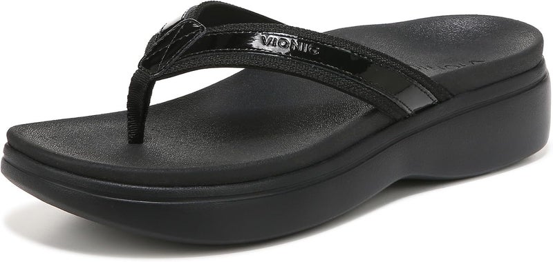 Vionic High Tide II Women's Platform Orthotic Sandal - Black Patent, Size 9 Wide - Image 1