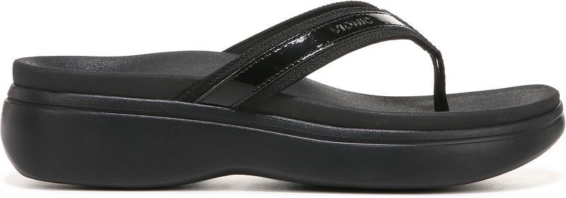 Vionic High Tide II Women's Platform Orthotic Sandal - Black Patent, Size 9 Wide - Image 3