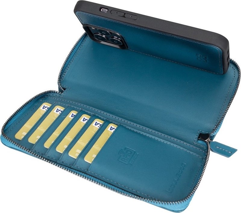 BOULETTA Apple iPhone 13 Pro Compatible Leather Zip Case BRN4EF  - Image 3