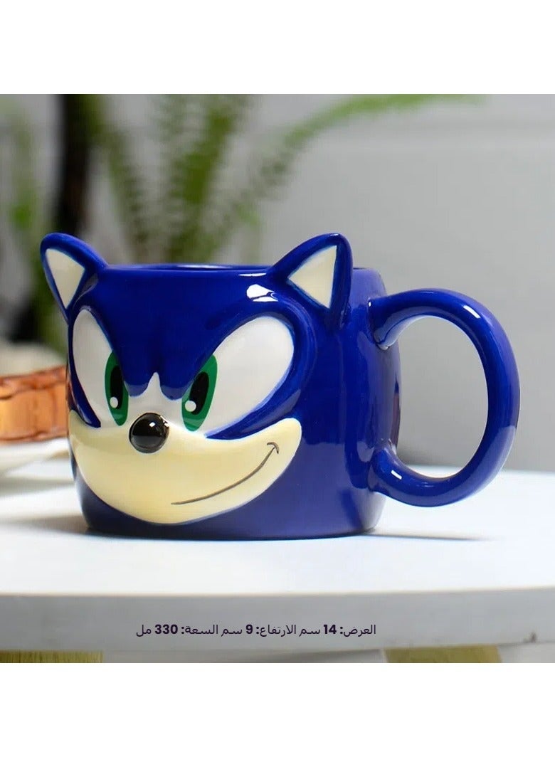 general Sonic Hedgehog mug, blue anime ceramic doll cup game merchandise water cup teacup (320ml) - Image 2