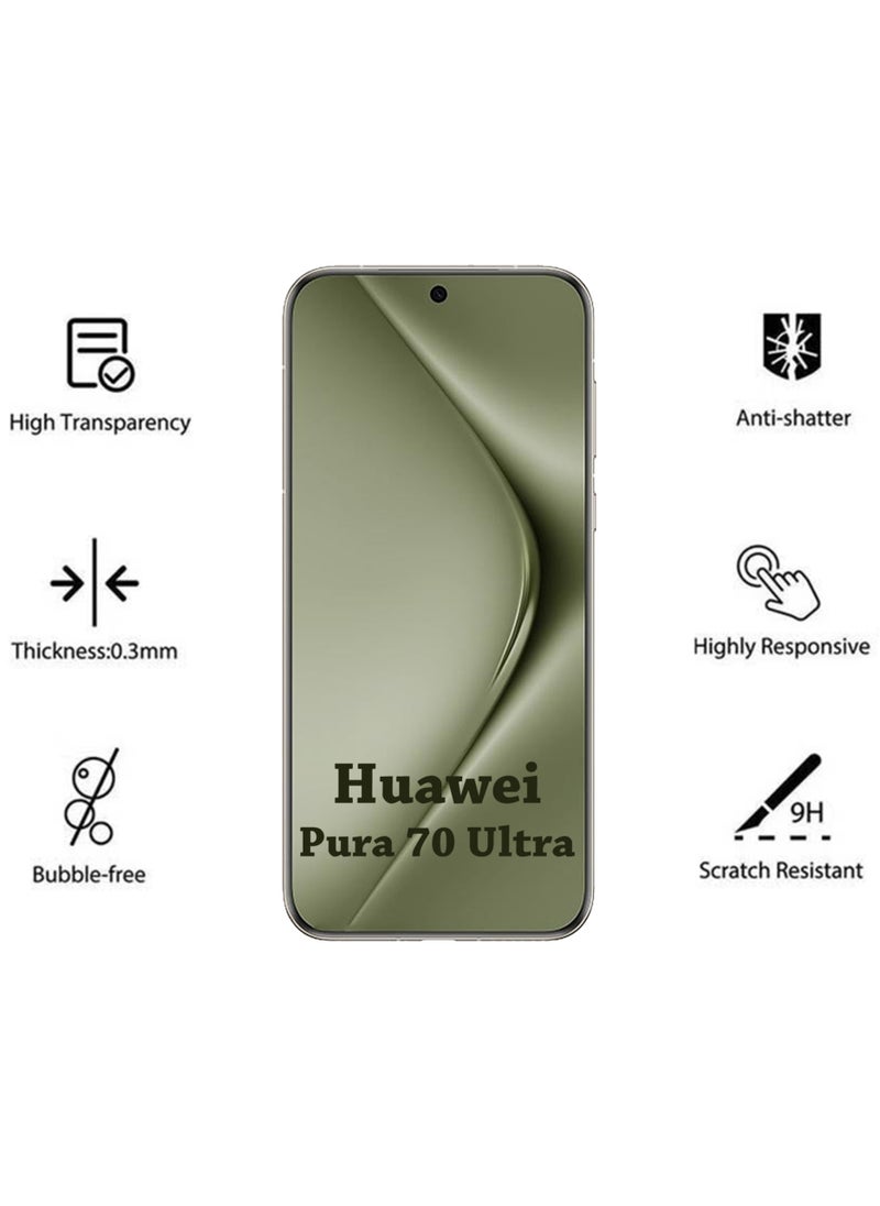Generic - 2 Pack Screen Protector for Huawei Pura 70 Ultra | Tempered Glass Available in Combo Pack | Screen Protector Full HD Quality Tempered Glass Anti-Scratch Edge To Edge Coverage With Easy Installation Kit - Black - Image 1