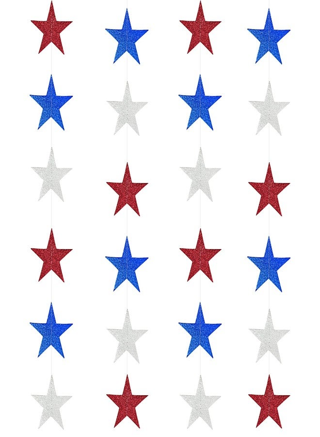 UNIIDECO Star Garland, 4 Pack Red White and Blue Star Decorations for 4th of July Patriotic Decor Flag Day Independence Day Memorial Day Labor Day Veterans Day President's Day Party - Image 1
