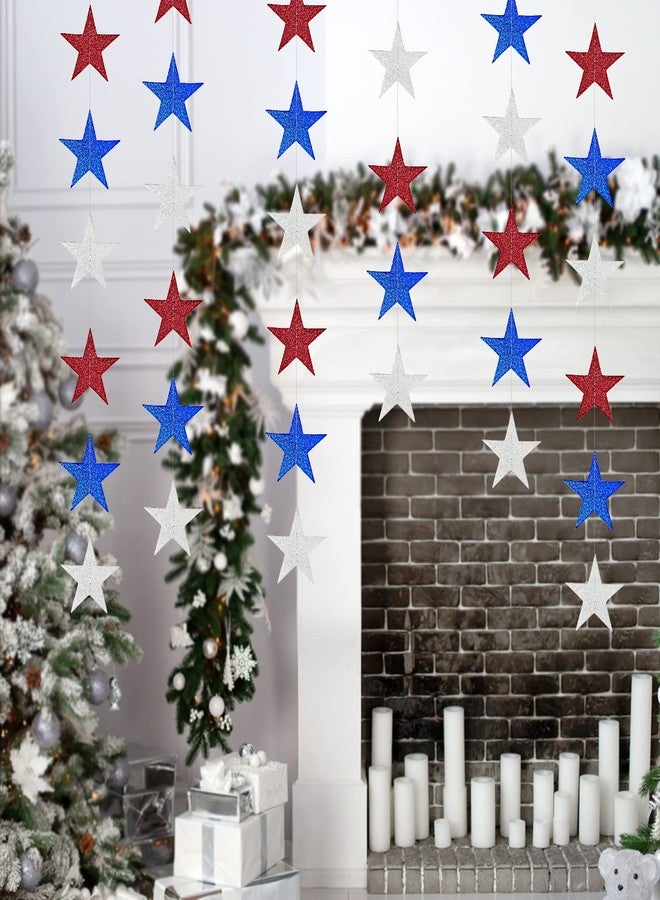 UNIIDECO Star Garland, 4 Pack Red White and Blue Star Decorations for 4th of July Patriotic Decor Flag Day Independence Day Memorial Day Labor Day Veterans Day President's Day Party - Image 5