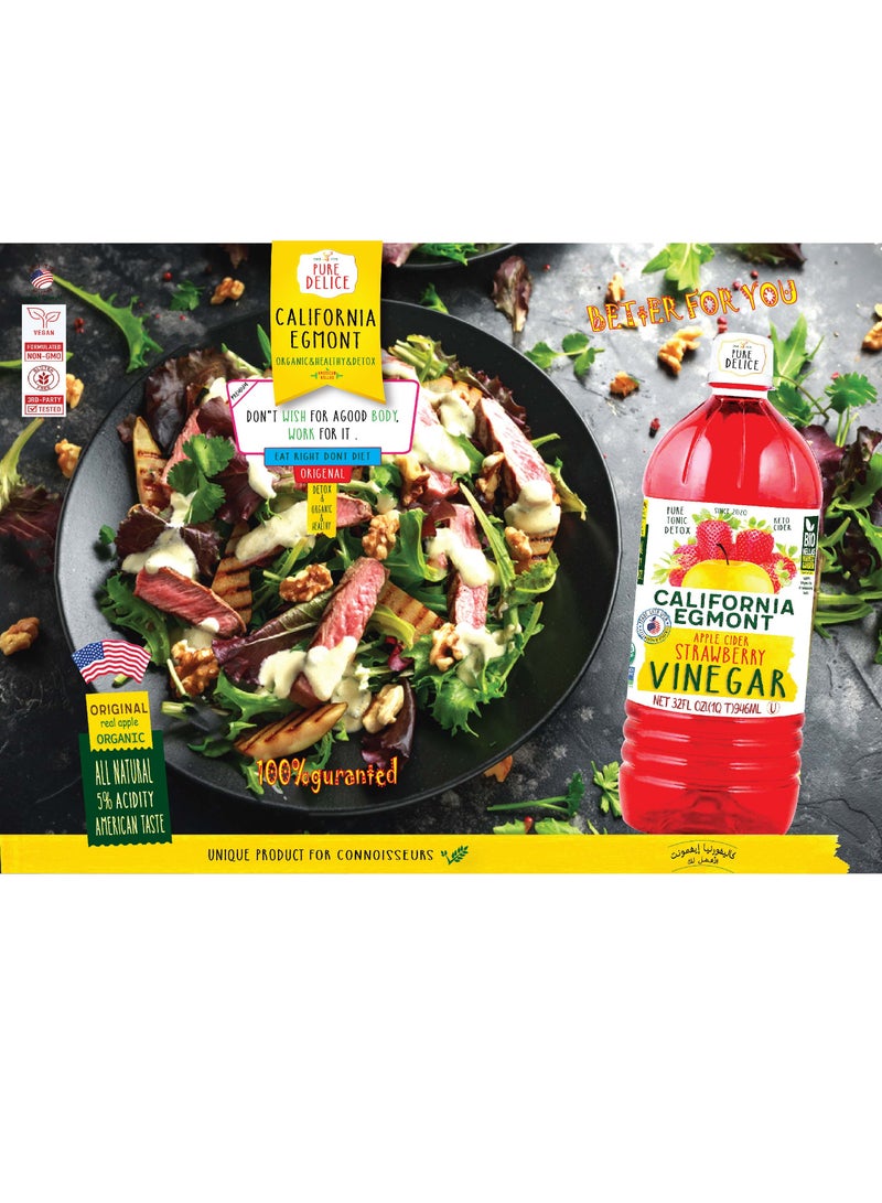 California Egmont Organic Fermented Apple Cider Vinegar with Strawberry 946ml - Image 2