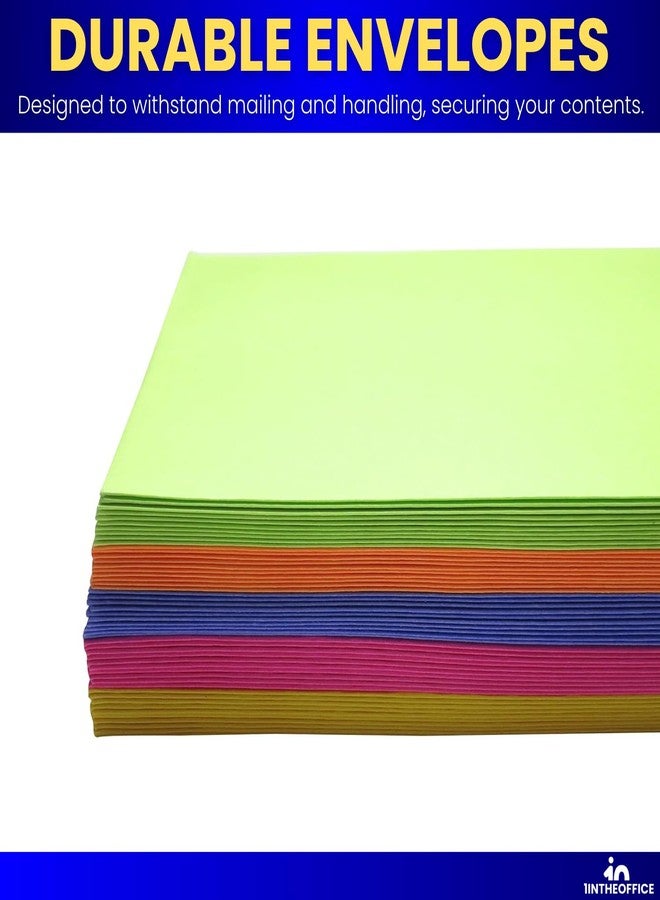 1InTheOffice EasyClose Neon Brights Color Envelopes, 10, Assorted, 4 1/8"H x 9 1/2"W, 50/Pack (Assorted Pastel) - Image 5