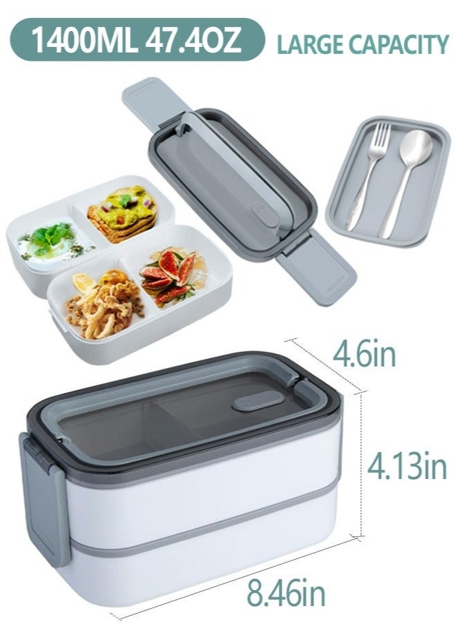 Arabest 2- Layer Leakproof Bento Box-Large Lunch Box with Compartments und Cutlery Set-Food Picks for Lunch Box Containers for Adults-Microwave Food SafeBento Boxes  - Image 2