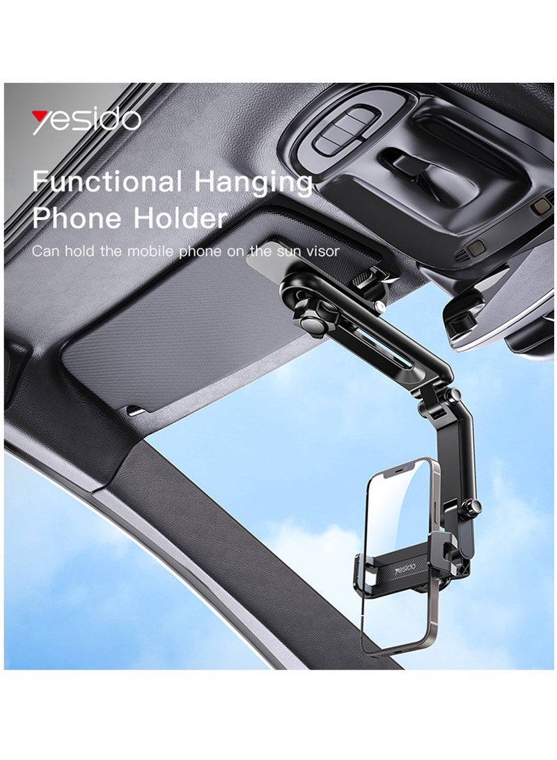 Yesido Yesido C194 Car Phone Mount Sun Visor Phone Holder for Car Universal Clip 360 Adjustable Cellphone Stand - Black - Image 2