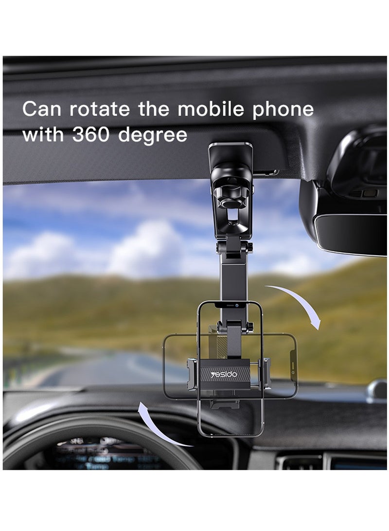 Yesido Yesido C194 Car Phone Mount Sun Visor Phone Holder for Car Universal Clip 360 Adjustable Cellphone Stand - Black - Image 3