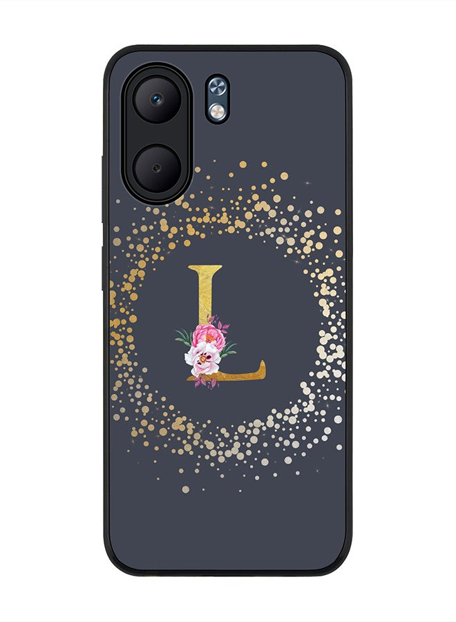 Stylizedd For Oppo A5x 5G / A5x 4G Case,Slim fit Camera Protection, Shockproof Thin Phone cover  - Custom Monogram Floral - L  (Grey )