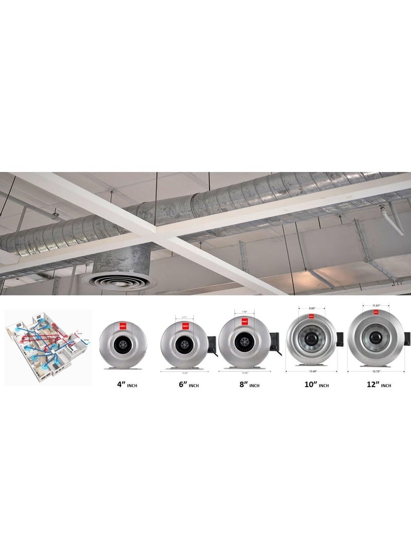 نوفيكس مروحة دكت معدنية مركزية ثقيلة للاستخدام السكني والتجاري، للمصانع، والمطبخ، والحمام، ومروحة تهوية. - Image 4