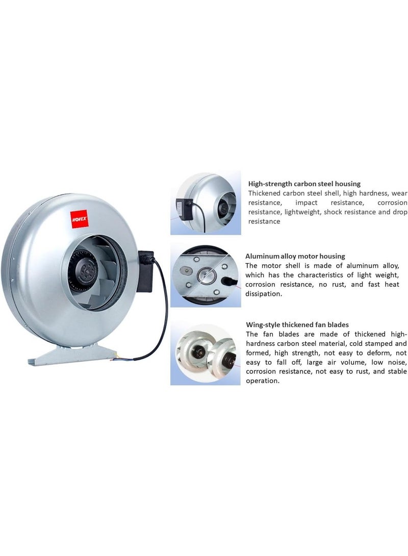 نوفيكس مروحة دكت معدنية مركزية ثقيلة للاستخدام السكني والتجاري، للمصانع، والمطبخ، والحمام، ومروحة تهوية. - Image 5