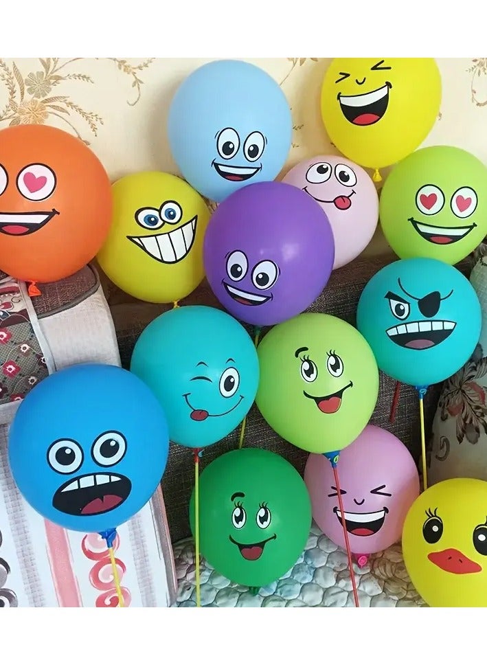 LIXADA 100pcs Colorful Latex Happy Face Balloons, Kids' Party Balloons for Shower Wedding Decoration For Kids Above 3 Years Old  (Assorted Color) - Image 2