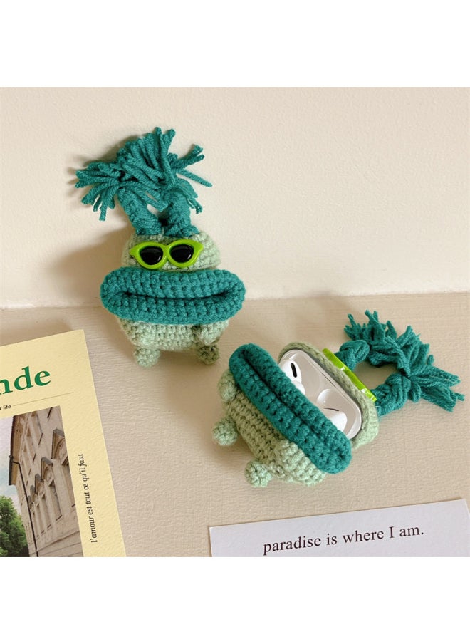 Generic - Plush Green Sunglasses Sausage Mouth For AirPods Pro1/2/3 Generation For Apple Bluetooth Wireless Earphone Set Soft-Color:Plush Green Sunglasses Sausage Mouth-Applicable Model:AirPods Generic 1/2 - Image 1