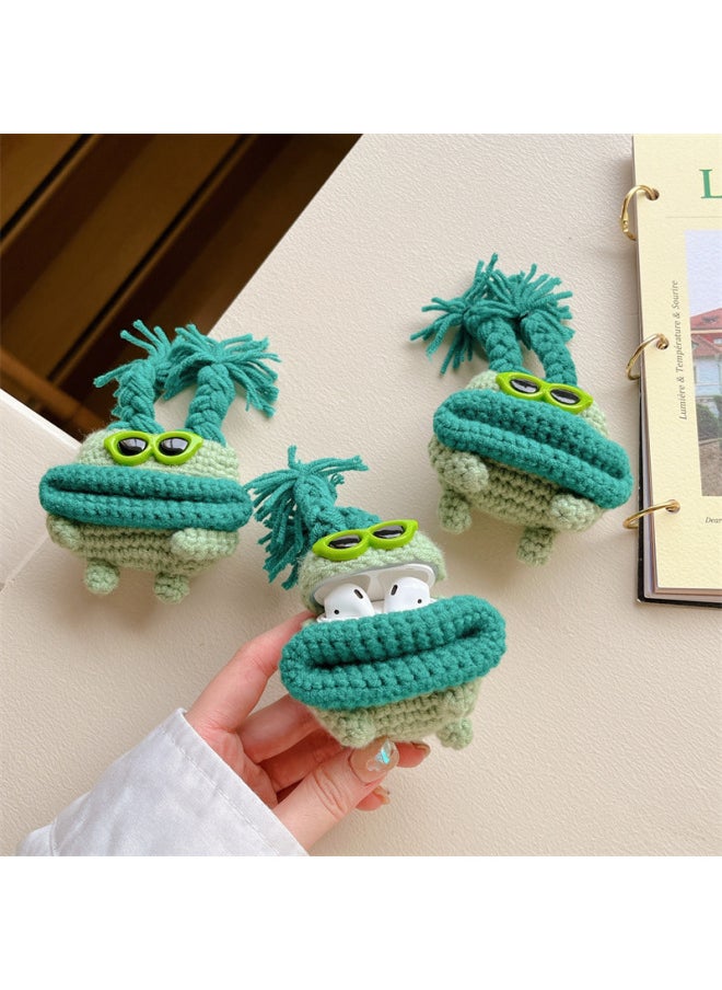 Generic - Plush Green Sunglasses Sausage Mouth For AirPods Pro1/2/3 Generation For Apple Bluetooth Wireless Earphone Set Soft-Color:Plush Green Sunglasses Sausage Mouth-Applicable Model:AirPods Generic 1/2 - Image 1