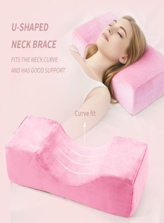 ANNAFRIS Beauty Salon Lash Grafting Pillow,Eyelash Extension Neck Pillow,Memory Foam Neck Contour Pillow for Sleeping Support-Pink - Image 2