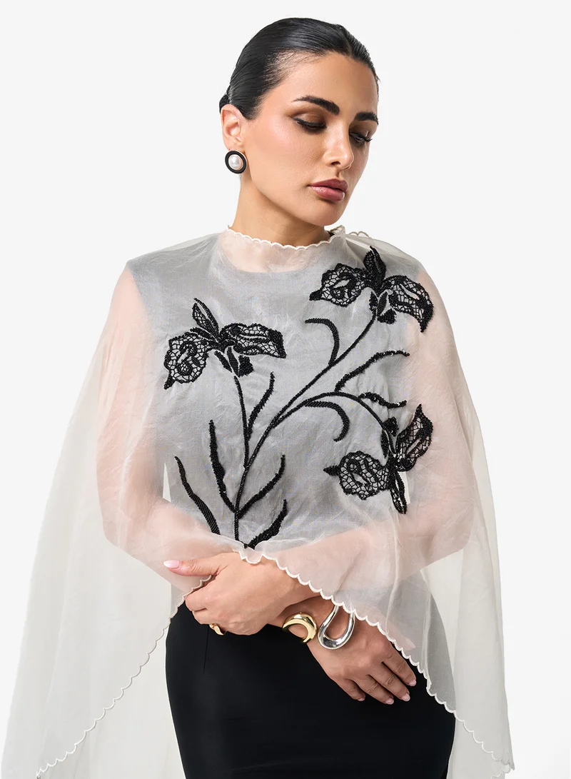 Threadz by Ajooni  Cape Sleeve Maxi Dress for Women | Best Price UAE