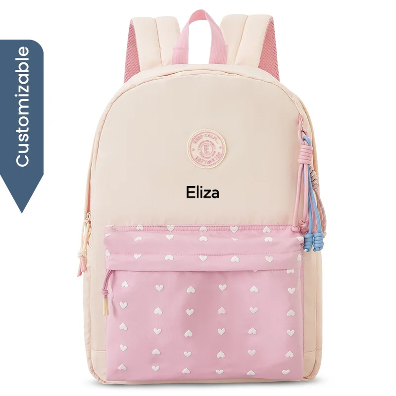 إيزي كيدز Eazy Kids Personalized 16.5” School Backpack with Laptop Compartment – Lightweight Design, Blush Rush