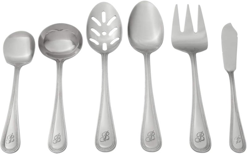 RiverRidge RiverRidge Monogrammed Beaded Flatware Set  H  46Piece Silverware with Custom Letter Stamp 180 Stainless Steel Utensils Set for Daily Use  Special Occasions  Dishwasher Safe Versatile Design  - Image 4
