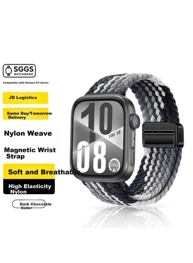 SGGS سوار ساعة هواوي متوافق مع Sggs سوار هواوي Fit4 سوار Watch Fit4 Pro/fit3 سلسلة حزام نسيج نايلون محبوك حزام معصم مغناطيسي Uni Loop - Image 1