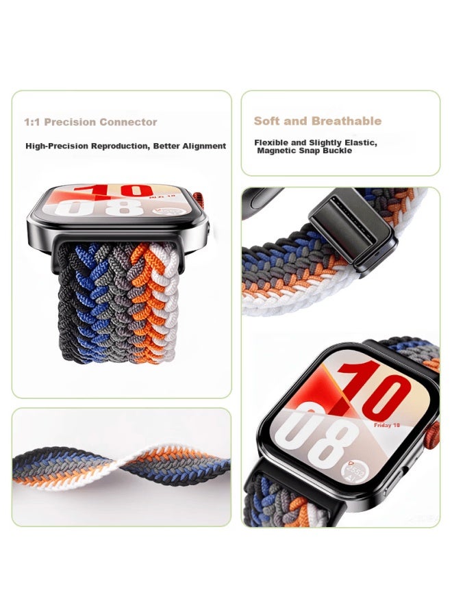 SGGS سوار ساعة هواوي متوافق مع Sggs سوار هواوي Fit4 سوار Watch Fit4 Pro/fit3 سلسلة حزام نسيج نايلون محبوك حزام معصم مغناطيسي Uni Loop - Image 2