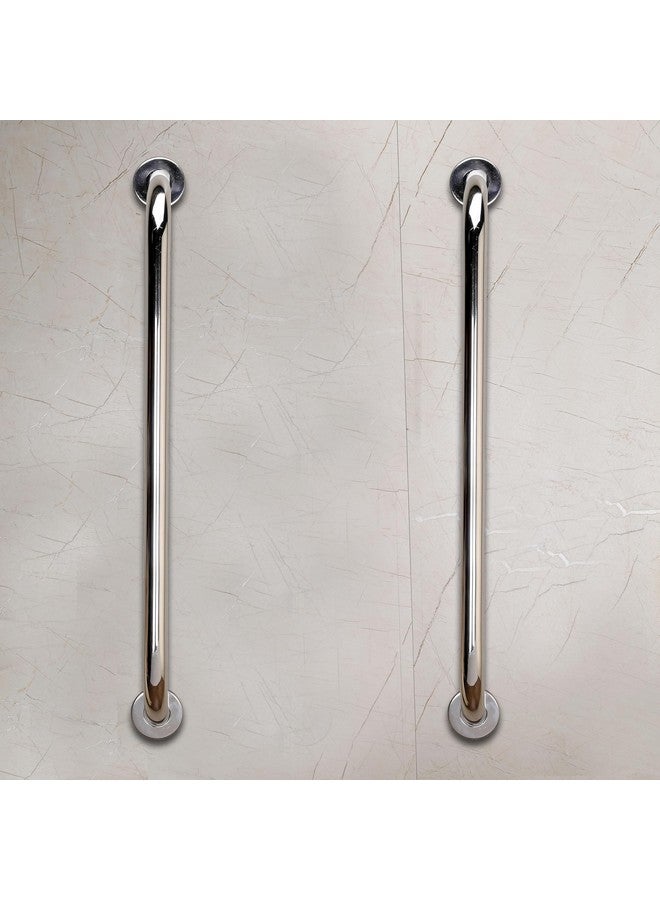 FORTUNE 24 Inch Stainless Steel Wall Mounted Grab Bar, Towel Bar, Bathtub Rails, Safety Hand Support Balance Handle Bars, Bathroom Accessories for Home, Hotel- Chrome Finish (24 Inch, Pack of 2) - Image 1