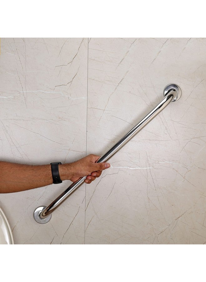 FORTUNE 24 Inch Stainless Steel Wall Mounted Grab Bar, Towel Bar, Bathtub Rails, Safety Hand Support Balance Handle Bars, Bathroom Accessories for Home, Hotel- Chrome Finish (24 Inch, Pack of 2) - Image 3