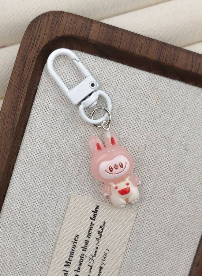 Labubu Cute Keychain Cartoon Novelty Keychains for Girl Fashion Keyrings Accessory for Women Bags and Keys（6PCS） - Image 4
