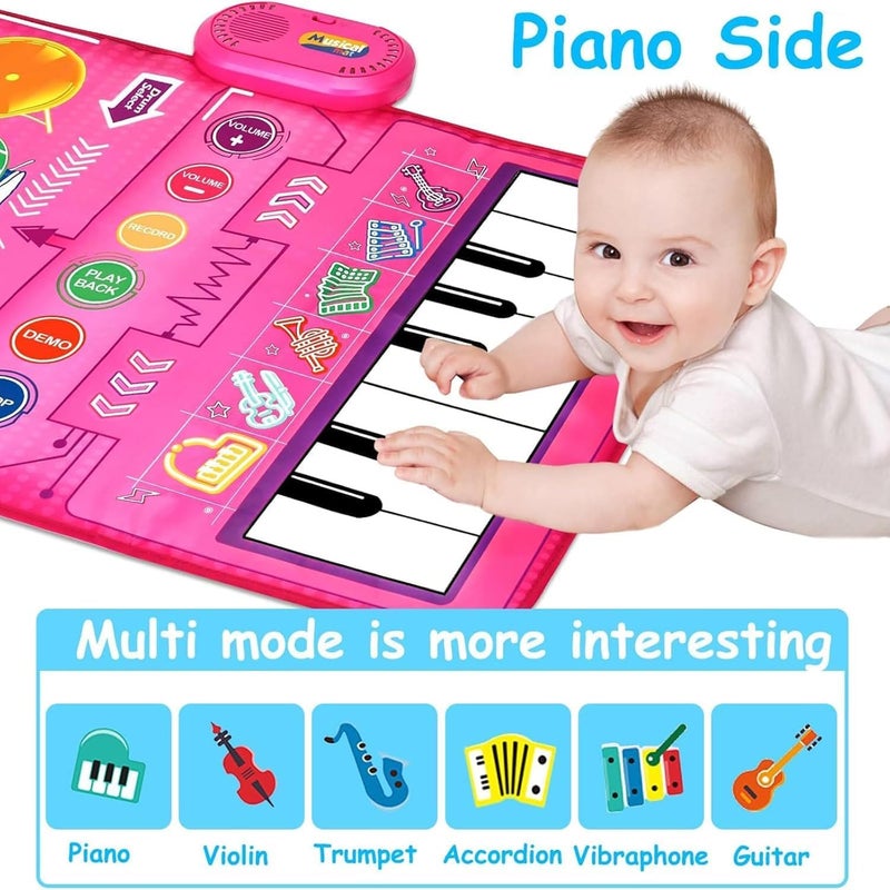 Daily life matching design Piano Music Dance Mat,Music Mat For Kids,2 in 1 Musical Toys for Toddlers 1-3 Piano Keyboard & Drum Mat,Baby Toys Piano Keyboard Drum Set,Gift Toys For 3+ Years Old Kids Boys Girls Longevity optimized build - Image 3
