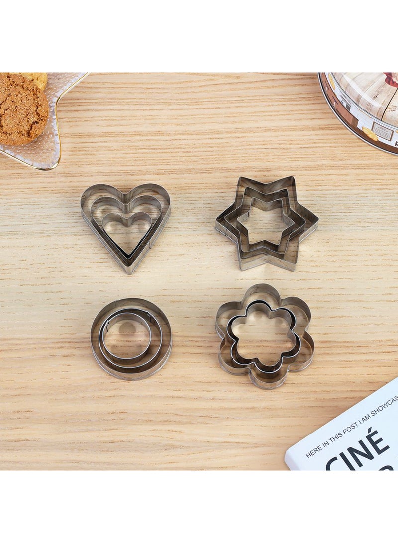 DANUBE HOME Chef's Delight 12-Piece Stainless Steel Cake Mold Set – Durable, Non-Rust Bakeware for Perfect Cakes & Desserts, Easy to Clean