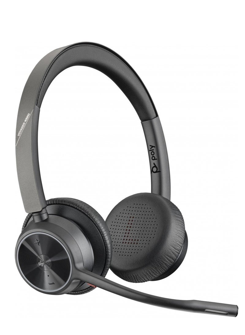 Voyager 4320 UC Wireless Headset, Microsoft Teams Certified, USB-A & BT700 Bluetooth Adapter, On-Ear Design, 24 Hours Talk Time, 47 Hours Music Time, Noise-Canceling Microphone, Compatible with Windows, macOS, Android & iOS | 77Y98AA