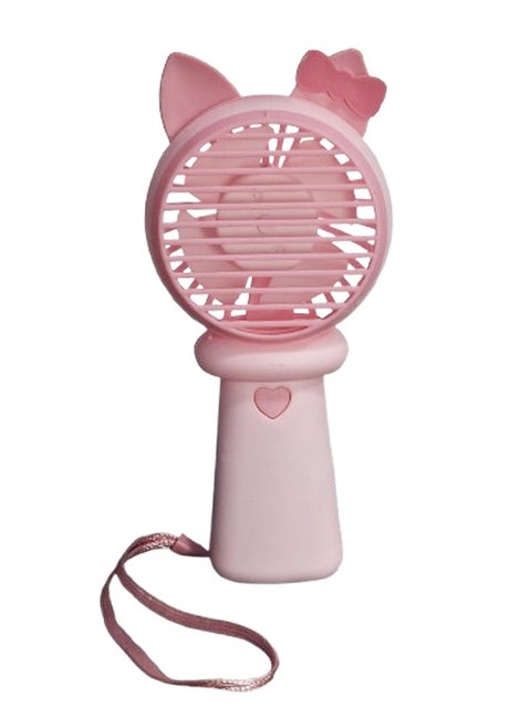 Mini handheld fan, cute design with ears and bow in the middle, small size and easy to carry in hand or put in bag, USB rechargeable battery, on/off button, one air speed, nice gift for kids