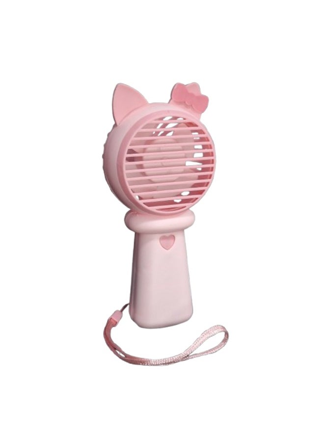 Generic - Mini handheld fan, cute design with ears and bow in the middle, small size and easy to carry in hand or put in bag, USB rechargeable battery, on/off button, one air speed, nice gift for kids - Image 1