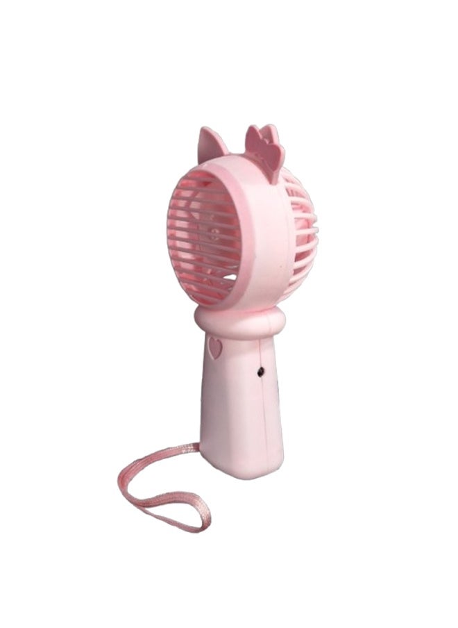 Generic - Mini handheld fan, cute design with ears and bow in the middle, small size and easy to carry in hand or put in bag, USB rechargeable battery, on/off button, one air speed, nice gift for kids - Image 1