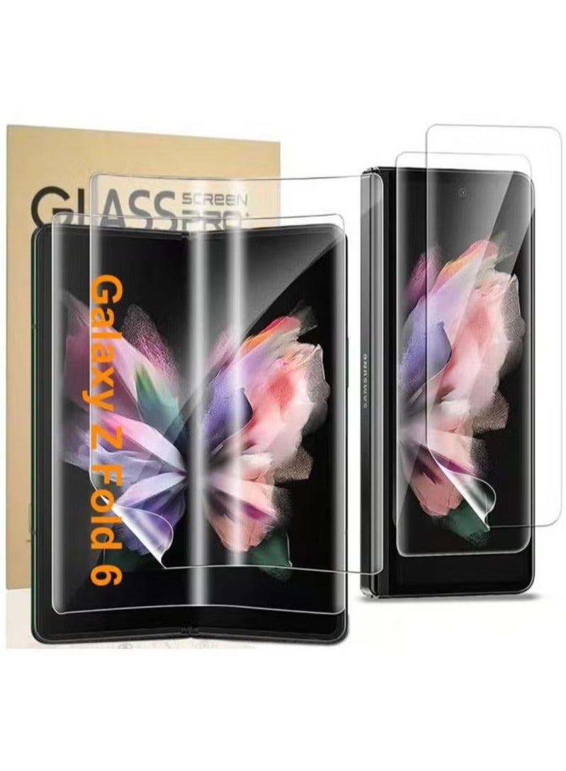 TIGER Screen Protector for Samsung Galaxy Z Fold 6 5G – 4-Pack Flexible TPU Film (2 Front + 2 Inside), Full Coverage Screen Guard with HD Clarity, Bubble-Free Installation, Anti-Scratch, Case-Friendly, Face ID Compatible, Ultra Thin Front & Inner Fold Protection - Image 1