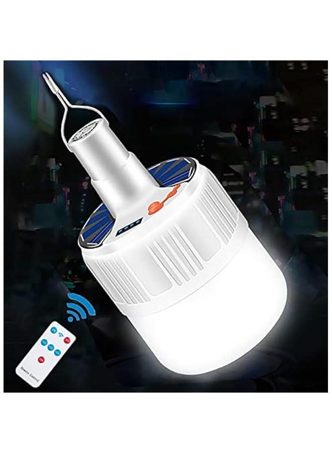 Portable Solar Emergency Bulb, USB Rechargeable Light Bulbs with Remote Timer, Remote Timer for Shed Hiking Camping Tent Hurricane Power Outage Lamps Outdoor Indoor Home  - Image 2
