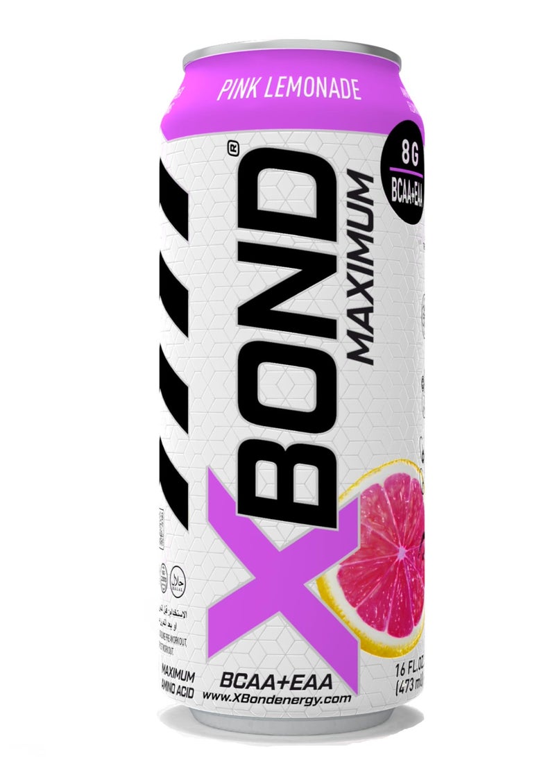 Xbond X-BOND 8g BCAA/EAA Pink Lemonade Maximum RecoveryExpanded Maximum Amino Drink - BCAA + EAA Electrolytes Drink - 16 fl oz (473 ml) -  Sugar Free 34 Calories, 60mg Caffeine Pack of 12 - Image 2