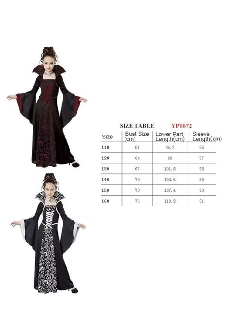 Golden Costume for Girls Retro Style Kids Witch Costume Cosplay Costume Children Fancy Birthday Party Dress Up Outfit Fairytale Theme Party Cute Witch Wizard Cosplay Costume(130) - Image 2