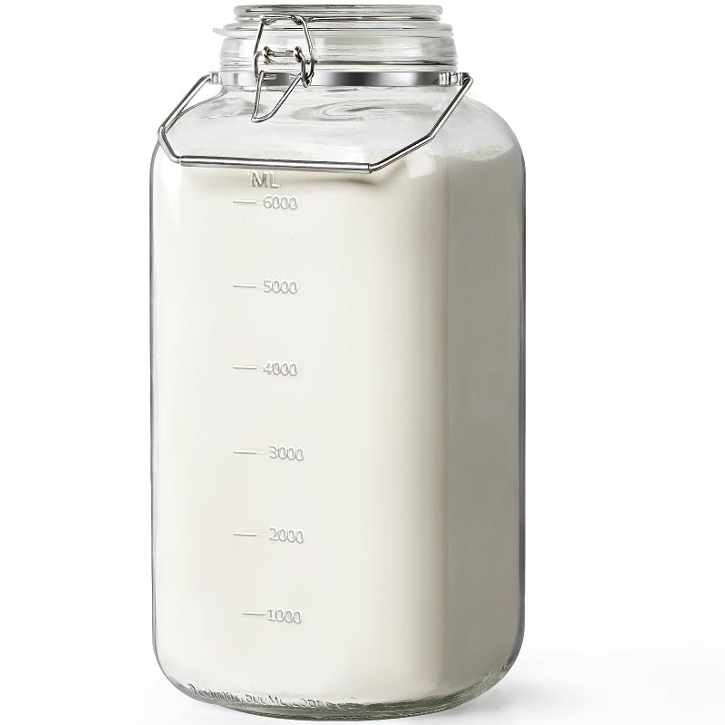 Sovietiep 2 Gallon Glass Jar with Airtight Lid, 1 Pack Glass Storage Jars with Sturdy Stainless Steel Handle(256 FL Oz), Wide Mouth Jar, Flour Sugar Storage Containers for Rice, Cereals, Oats, Flour - Image 1