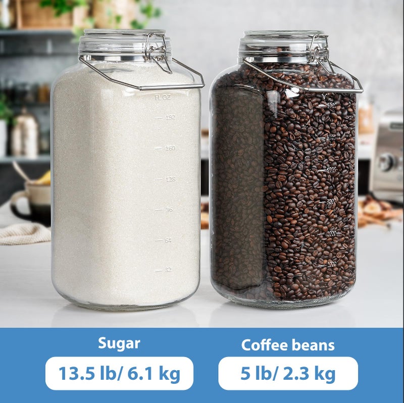 Sovietiep 2 Gallon Glass Jar with Airtight Lid, 1 Pack Glass Storage Jars with Sturdy Stainless Steel Handle(256 FL Oz), Wide Mouth Jar, Flour Sugar Storage Containers for Rice, Cereals, Oats, Flour - Image 5