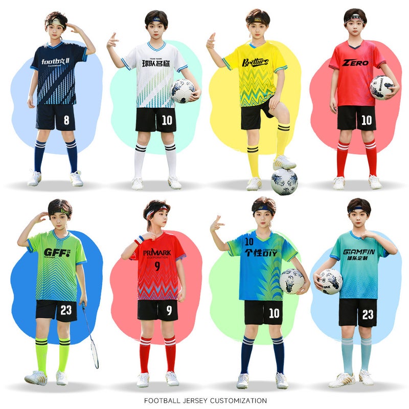 Children'S Football Uniform Suit Adult Comprehensive Training Game Team Uniform Men'S Quick-Drying Ice Silk Sports Short-Sleeved Jersey - Image 3